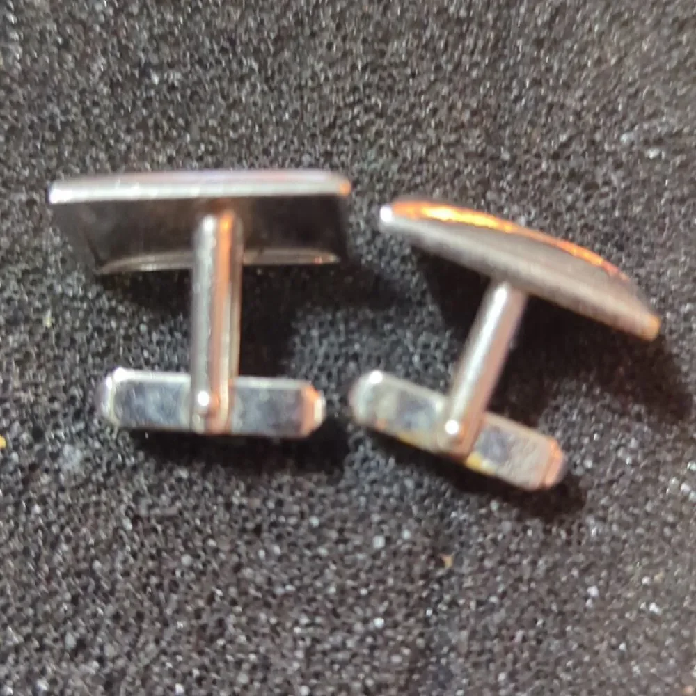 2 pr Vintage Swank faux‎ pearl square Shaped Silver Tone Cuff Links